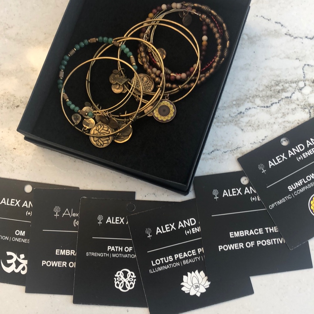 LOT OF 10 Alex and Ani Charm Bracelets in Gold